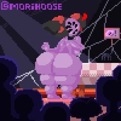 1girls animated ass big_ass big_breasts dancing huge_ass morihoose muffet pixel_art purple_skin spider spider_girl twintails undertale wide_hips