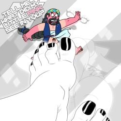 1boy 1girls bigger_female black_toenails cum english_text feet femdom foot_fetish footjob giantess greg_universe humiliation larger_female lawgick size_difference smaller_male steven_universe white_diamond_(steven_universe) white_hair white_skin