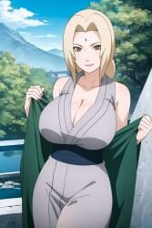 1girl background bangs bare_shoulders big_breasts blushing blushing_female breasts brown_eyes cleavage cougar eyes female female_only forehead_mark fully_clothed girl green_clothing hokage huge_breasts lips lipstick long_hair looking_at_viewer mature_female mature_woman milf mouth nails nails_painted naruto naruto_(series) naruto_shippuden pale-skinned_female pale_skin perfect_body seductive seductive_eyes seductive_look seductive_smile shiny_skin smile solo solo_female temptation tsunade white_skin