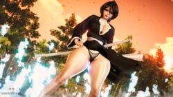 3d bitch black_hair black_panties bleach bodysuit breasts female kuchiki kuchiki_rukia large_breasts panties pussy sex_invitation short_hair solo