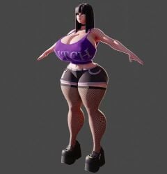 1girls 3d animated ass big_ass big_breasts boots breasts fat_ass female female_focus female_only fishnets fully_clothed giant_breasts gigantic_breasts goth goth_girl hallie_(thekid) huge_ass huge_thighs nipple_bulge platform_boots round_ass shorter_than_10_seconds solo tagme thekid thick_ass thick_thighs turntable_(animation) video wide_hips