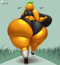 anthro ass fat female jogging orange overweight_female