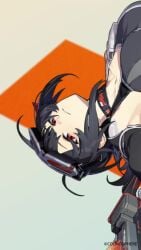 9:16 abs animated armpits black_hair grace_howard jeans large_breasts official_art short_hair shorter_than_10_seconds sound tagme vertical_video video zenless_zone_zero