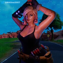 3d 3d_(artwork) big_breasts blonde_female blonde_hair blonde_hair blonde_hair_female breasts clothed clothed_female clothing female female_focus female_only fingerless_gloves fortnite fortnite:_save_the_world fully_clothed fully_clothed_female gloves maline2007 multicolored_hair outdoors outside penny_(fortnite) pink_highlights sfw sfw_version shiny shiny_skin smile smiling smiling_at_viewer solo solo_female solo_focus tank_top watermark