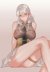 1girls alternate_costume bare_arms bare_legs breasts censored female female_only fire_emblem fire_emblem:_radiant_dawn fire_emblem_heroes grey_hair jtaka large_breasts legs looking_at_viewer micaiah_(dawning_maiden)_(fire_emblem) micaiah_(fire_emblem) nintendo nipples official_alternate_costume pussy see-through silver_hair solo yellow_eyes