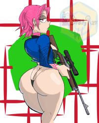 ass big_ass big_butt edit fortnite nitebeam nitebeam_(fortnite) pink_hair simple_background tattoo