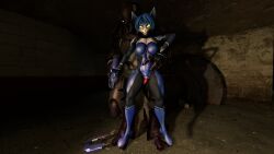 3d anthro ass big_ass big_breasts big_butt big_penis blue_eyes blue_fur blue_hair breast_press breasts bulge crying furry halo_(game) halo_(series) halo_reach krystal laarian male_sangheili_(halo) mind_break penetration penis plasma_rifle rape sangheili sfm space_suit squint star_fox suit weapon