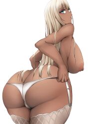 1girls 2022 absurd_res areolae ass ass_cleavage ass_focus ass_shot big_ass big_breasts blonde_hair blue_eyes breasts brown_skin bubble_butt butt_crack cobra_no_oyatsu dark-skinned_female dark_skin erect_nipples female female_only garter_straps hi_res huge_ass huge_breasts koburakko large_areolae long_hair looking_at_viewer looking_back nipples original original_character panties png puffy_nipples simple_background thick_thighs thighhighs thighs very_high_resolution white_background white_panties