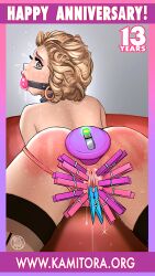 2d ass backseam ball_gag blonde_hair bound_and_gagged brown_eyes choker clit_clamp clitoris_clamp clothespins crying crying_with_eyes_open g-string g-string_aside kamitora labia_clamps looking_back nude_stockings pink_ball_gag presenting_hindquarters pussy pussy_clamp pussy_juice pussy_juice_drip pussy_torture restrained short_hair spank_marks spread_legs stockings vibrator vibrator_in_ass wet_pussy