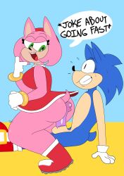 1boy 1boy1girl 1girls 2021 absurd_res amy_rose anthro anthro_on_anthro ass balls big_ass big_breasts big_butt big_penis blue_body boots clenched_teeth clothed clothing condom dress duo duskcy english_text erection eulipotyphlan female footwear genitals gloves green_eyes half-closed_eyes handwear hedgehog hi_res hot_dogging humanoid_genitalia humanoid_penis looking_back male male/female mammal mostly_nude narrowed_eyes no_underwear penis pink_body red_clothing red_dress safe_sex sega sex sexual_barrier_device sonic_(series) sonic_the_hedgehog sonic_the_hedgehog_(series) speech_bubble teeth text toony wearing_condom