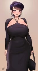 big_breasts dress female female_only komi-san_wa_komyushou_desu komi_shuuko light-skinned_female light_skin milf pale-skinned_female pale_skin sren244 tagme voluptuous watermark