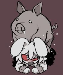 anthro bunny drooling feral_on_anthro gummuru malicious_bunny original_character pig zoophilia