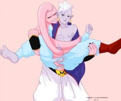 2boys anal anal_sex dragon_ball dragon_ball_z gay handjob handjob_while_penetrating majin majin_buu pink_skin robo_whiskers shin shin_(dragon_ball) tentacle yaoi