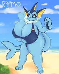 1girls anthro big_breasts breasts eeveelution huge_breasts monster_girl pokémon_(species) pokemon rymogrime solo swimsuit tagme vaporeon