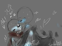 2boys 2d 2d_(artwork) afterdeath aftertale blush blush_lines blushing closed_eyes clothed clothed_male clothed_sex duo geno_sans grey_background hearts looking_up moaning one_eye_closed onomatopoeia reaper_sans reapertale sans sans_au sans_oc sanscest sketch undertale_au yaoi