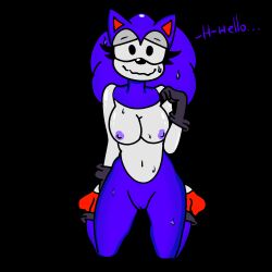 animal_nose black_background black_pupils breasts chara_wantrp ear eyelashes furry gloves hasty_(nightinflicted) hedgehog mobian_(species) nipples purple_skin pussy rule_63 sega shoes shy_smile sonic.exe sonic_(series) sonic_the_hedgehog sonic_the_hedgehog_(series) spines sweating text violet_nipples