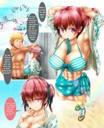 1boy 1girls abs female megumi_amano_(muchin) muchin muscles muscular_female muscular_male repost tagme text translated