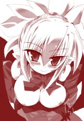 bat_wings blush breasts clothing disgaea disgaea_2 elbow_gloves female gloves medium_breasts monochrome nippon_ichi_software pointed_ears rozalin shirogane_(platinum) solo wings