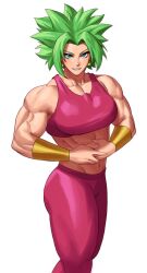 1girls blue_eyes dragon_ball dragon_ball_super female female_only green_hair kefla legendary_super_saiyan looking_at_viewer muscles muscular muscular_female saiyan solo solo_female sotcho spiked_hair super_saiyan super_saiyan_2 very_high_resolution white_background