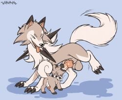 animal_genitalia animal_penis anus balls canid canine canine_penis duo erection fellatio feral feral_on_feral feral_penetrated feral_penetrating feral_penetrating_feral genitals knot lycanroc male male/male male_penetrated male_penetrating male_penetrating_male mammal midday_lycanroc nintendo nude oral penetration penile penis penis_nursing pokémon_(species) pokemon raised_leg rockruff sex simple_background size_difference tongue tongue_out video_games wolfluffyfly