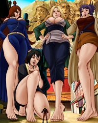 1boy 4girls bare_legs barefoot big_breasts bigger_female black_hair breasts breasts_out feet feet_together female foot_fetish footwear giantess legs looking_down male mei_terumi mitarashi_anko naruto naruto:_the_last naruto_(series) naruto_shippuden purple_hair shizune smaller_male tagme thick_thighs tiptoes toes tsunade uzumaki_naruto yellow_hair