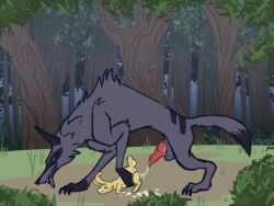 2d_animation 4:3 ambiguous_gender ambiguous_penetration animal_genitalia animal_only animated big_dom_small_sub bodily_fluids butterscotch_(ferroyalty) canid cum cum_drip cum_inside dominant dripping duo feral feral_on_feral feral_penetrated feral_penetrating ferroyalty fleshlight_position forest frame_by_frame genital_fluids genitals knot knot_fucking knotted_penis lagomorph leporid living_fleshlight living_sex_toy looking_pleasured male mammal nightshade_(ferroyalty) penetration penis questionable_consent rabbit rough_sex sex size_difference trans_(lore) trans_man_(lore) used_like_a_pocket_pussy used_like_a_toy wolf zoophilia