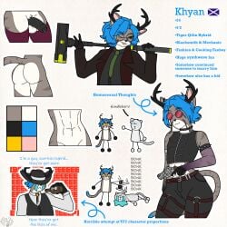 1:1 abs absurd_res angry anthro antlers armband ass athletic balls barbel_(anatomy) belt big_butt black_penis blue_hair bodily_fluids cayenne_arts clothing coat collar collared_shirt crop_top crying dragon dress_shirt dripping english_text eyebrows eyewear felid flat_colors frown garter_straps genital_fluids genitals gesture glasses grey_body gun hair hammer hand_gesture handgun hat headgear headwear helldivers hi_res horn hybrid khyan_(cayenne_arts) kirin leaking_precum legwear long_hair male male_focus mammal model_sheet mythological_creature mythological_scalie mythology necktie one_eye_closed pantherine penis pistol precum precum_drip ranged_weapon revolver scalie shirt simple_background sledgehammer slim smile solo spiked_armband spiked_collar spikes sunglasses tail tears text thick_thighs thigh_highs tiger tongue tongue_out tools topwear v_sign vest weapon white_body wide_hips wink yellow_eyes