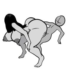 1female 1male almakhadie_(artist) big_thighs black_hair giant_ass hiding_face sex the_ring voluptuous yamamura_sadako
