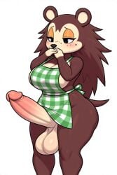 1futa ai_generated animal_crossing anthro anthro_only apron apron_only ass balls ballsack beauty_mark big_balls big_breasts big_butt big_penis blush breasts brown_body brown_fur covering_mouth embarrassed eyeshadow freckles furry furry_only furrypornaddiction futa_only futanari gynomorph hedgehog huge_ass huge_cock hyper hyper_penis intersex nintendo orange_eyeshadow penis sable_able simple_background solo solo_anthro solo_futa two-tone_fur white_body white_fur