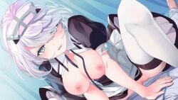 1boy 1boy1girl 1girl animated blush bouncing_breasts breasts breasts_out clothed clothed_sex cowgirl_position game_cg gif girl_on_top gray_hair hair_over_one_eye insertion large_breasts nipples nurse nurse_cap nurse_uniform open_clothes open_shirt penis pussy sex shirt short_hair silver_hair skirt skirt_lift sugar_conflict_x thighhighs uncensored vaginal_insertion vaginal_penetration vaginal_sex
