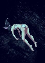 asphyxiation ass black_hair blue_port_j:_summer_sky_prelude breasts corpse death drowned drowning female foxeye_(artist) fundoshi honomi_(foxeye) japanese_clothes ponytail sarashi small_breasts underwater
