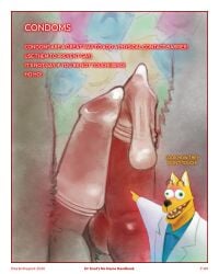 2026 4:5 absurd_res anthro balls blue_clothing blue_shirt blue_topwear bodily_fluids border bulging_eyes clothing coat comic condom cum dialogue doctor dr_knot_(sharkinthepark) english_text erection eyebrows filled_condom frottage fur genital_fluids genitals gesture green_eyes hand_gesture hi_res insane knot knotted_penis lab_coat looking_at_viewer male male/male penile penis penises_touching pointing raised_eyebrows red_penis red_text sex sexual_barrier_device sharkinthepark shirt talking_to_viewer text topwear two_soyjaks_pointing wearing_condom white_border white_clothing white_coat white_topwear wide_eyed yellow_body yellow_fur