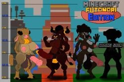 absurd_res animal_genitalia animal_penis anthro ass big_breasts big_butt big_penis bovid bovine breasts cattle cow_(minecraft) equine_genitalia equine_penis genitals group gynomorph hi_res intersex jeki8998 mammal microsoft minecraft mojang penis piercing thick_thighs trio xbox_game_studios