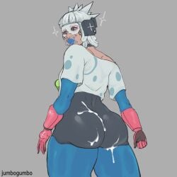 android big_ass big_butt child_bearing_hips color crop_top cum_on_ass cum_on_body curvy female hi_res jumbogumbo lipstick looking_at_viewer looking_back looking_back_at_viewer marathon_(bungie) presenting_ass presenting_hindquarters punk punk_girl purple_lipstick robot_girl short_hair standing thick_thighs vandal_(marathon) voluptuous white_hair wide_hips