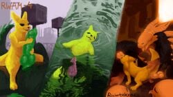 16:9 anal anal_sex animal_genitalia animal_penis big_penis black_body black_eyes bodily_fluids body_worship detailed_background digital_media_(artwork) digital_painting_(artwork) dominant dominant_feral duo erection fellatio feral frilled_penis gangbang genital_fluids genital_slit genital_worship genitals glowing glowing_body glowing_genitalia glowing_penis green_lizard_(rain_world) green_penis grin group group_sex hi_res inside interspecies knot lizard lizard_(rain_world) male male/male male_penetrating mammal masturbation monk_(rain_world) monster_kelp_(rain_world) nude on_bottom on_top open_mouth oral oral_penetration outside painting_(artwork) penetration penile penile_penetration penis penis_worship plant rain_world reptile ruimtekroeg scalie sex shaded size_difference slugcat smaller_penetrated smile spitroast submissive submissive_feral submissive_male tail tapering_penis text three_frame_image tongue videocult water widescreen yellow_body yellow_lizard_(rain_world) yellow_penis