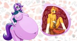 animal_genitalia animal_penis anthro belly big_belly big_breasts breasts equine_penis eyewear female friendship_is_magic genitals glasses hi_res huge_breasts hyper hyper_belly internal large_breasts male masturbation my_little_pony nipples nude penis shamziwhite sitting standing starburst starlight_glimmer starlight_glimmer_(mlp) sunburst_(mlp) unguligrade_anthro vore