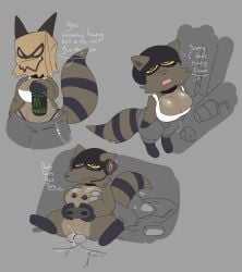 2026 anthro anthro_on_anthro anthro_penetrated anthro_penetrating anthro_penetrating_anthro areola balls_deep beanie bed bedroom_sex beverage_can big_breasts black_areola black_paws bodily_fluids bottomwear breast_fondling breast_play breasts brown_body brown_fur casual_sex choker clothing controller crop_top dialogue distracted distracted_sex drawing electronics emanata english_text eye_bags faceless_anthro faceless_character faceless_male female female_anthro female_penetrated fluffy fluffy_tail fondling fur furniture genital_fluids grey_background hand_on_breast hat headgear headphones headset headwear holding_object jewelry leaking_vagina looking_up male male/female male_penetrating male_penetrating_female mammal markings monster_energy multicolored_body multicolored_fur necklace nipple_piercing nipples on_bottom on_lap on_top oversized_bottomwear oversized_clothing oversized_pants pants paper_bag_mask penetration penile penile_penetration piercing pillow procyonid raccoon raccoon_tail reverse_cowgirl_position sex shirt simple_background sitting sitting_on_another sitting_on_lap size_difference smaller_female snazzle_snapp spread_legs spreading string_panties striped_markings striped_tail stripes tail tail_markings text topwear trash vaginal_fluid_string vaginal_fluids vaginal_penetration yellow_eyes
