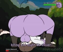 1boy 1other animated antennae_(anatomy) ass blowjob brown_hair bug_(royalcicada) cleric deepthroat defeated defeated_hero defeated_with_sex english english_text fellatio glasses held_down low_hp male_focus original_character original_characters penis purple_penis purple_skin royalcicada sound tagme tail thick_ass video wizard