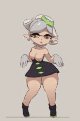 1girls animated animated_gif areolae breasts cute dancing dippsheep female gif inkling marie_(splatoon) nintendo nipples solo splatoon splatoon_2 squid_sisters standing thick_thighs thighs