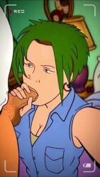 1boy 1boy1girl 1girls ai_animated ai_generated animated big_breasts blowjob blue_shirt cheating cheating_husband cleavage ear_ring eye_contact female feminist_emily_(king_of_the_hill) green_hair hank_hill king_of_the_hill oral penis pubic_hair selfie selfie_pose shirt sleeveless straight_sex sucking sucking_penis white_shirt