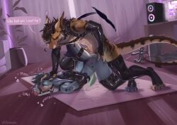 absurd_res anal anal_sex anthro aquatic ass ball_gag bodily_fluids bondage bound butt_grab cheetah clothing collar cuffs_(clothing) cum dialogue dragon duo eastern_dragon erection felid feline felix_(jusko) fish flochiie from_behind_position fur gag gagged genital_fluids genitals gloves hair halter hand_on_butt handwear harness harness_ball_gag harness_gag head_grab hi_res horn latex latex_clothing latex_gloves latex_handwear latex_legwear latex_stockings legwear male male/male male_penetrated male_penetrating male_penetrating_male mammal mythological_creature mythological_scalie mythology nipples nude penetration penile penis pinned pinned_to_ground restraints scalie sex shark speech_bubble stockings submissive tail tail_bondage tail_tied text thigh_highs tight_clothing tongue tongue_out