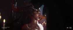 1boy 1girls 3d animated blowjob fellatio horn_grab irrumatio lilith_(diablo) mf3d short_video shorter_than_30_seconds sound submissive_female tagme video