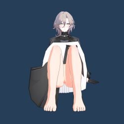 1girls barefoot blender brown_hair female_only foot_fetish foot_focus honkai:_star_rail kuchiba_(honkai:_star_rail) no_panties