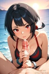 1boy 1boy1girl 1girls ai_generated bracelet breasts cum day dress ejaculation erection female handjob jewelry lips looking_at_viewer male ocean outdoors parted_lips penis pokemon pov projectile_cum solo_focus straight veins water zinnia_(pokemon) zinnia_(pokemon_sv)