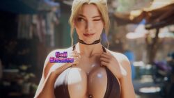 1girl ai_generated big_boobs big_breasts big_tits blonde_female female female_only light-skinned_female light_skin oiled_breasts oiled_skin sarah_bryant virtua_fighter