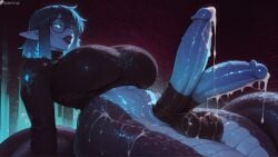 1futa 2d ai_generated balls big_balls big_breasts big_penis breasts busty cock cum curvaceous curvaceous_figure curvy curvy_body curvy_figure curvy_futa curvy_hips dick dickgirl diphallism futanari intersex lamia penis quantrup solo solo_futa toned_futa