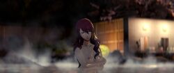 bathhouse breasts breasts_out brown_eyes looking_at_viewer mitsuru_kirijo naked naked_female nude nude_female nuttinxpo persona persona_3 pink_nipples red_hair smiling smiling_at_viewer solo solo_female steam teeth water