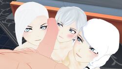 2022 3d 3girls blue_eyes faunus horsecock male mother_and_daughter offscreen_male penis rwby theblackbirdcalls weiss_schnee white_hair willow_schnee winter_schnee