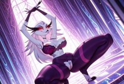 ai_generated avian avian_humanoid demon female female_only hellaverse helluva_boss milf nipples pussy royal solo_focus stella_(helluva_boss) vivienne_medrano vivziepop yoga_pants