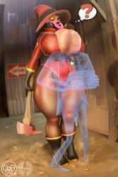 big_breasts fempyro fempyro_(team_fortress_2) holding_axe pantyhose red_bodysuit spy_(team_fortress_2) standing team_fortress_2 valve